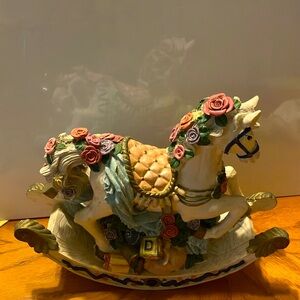 Floral Ceramic Horse Figurine